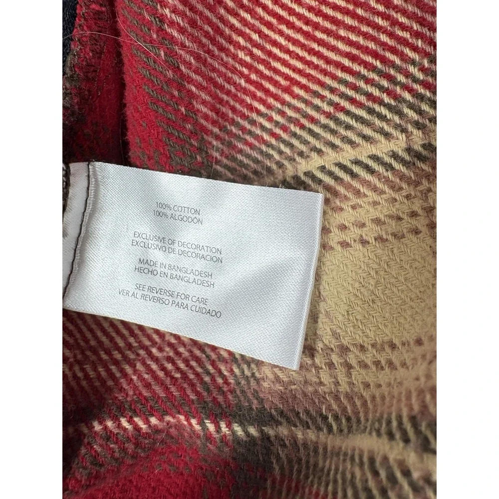 Orvis Classic Collection Men's L Red Plaid Flannel Shirt Heavyweight Button Up